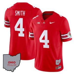 Jeremiah Smith Jersey #4 Ohio State Rose Bowl Patch Football V3 Stitched Red