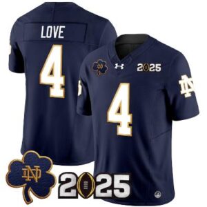 Jeremiyah Love Jersey #4 Notre Dame 2025 CFP Final Patch Navy