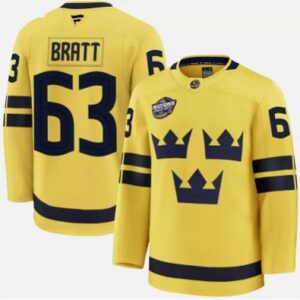 Jesper Bratt Jersey #63 Sweden Yellow 2025 4 Nations Face-Off Stitched