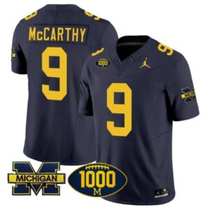 JJ McCarthy Jersey #9 Michigan Wolverines 1000 Wins Patch Vapor Limited Footbal