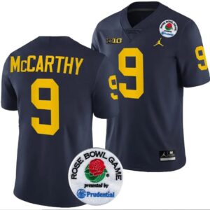 JJ McCarthy Jersey #9 Michigan Wolverines Rose Bowl Game 2024 Patch College Foo