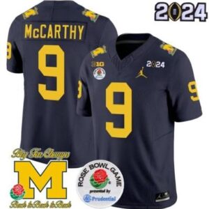 JJ McCarthy Jersey Limited 2024 College Football Bowl Rose Bowl Patch Navy