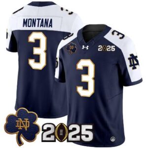 Joe Montana Jersey #3 Notre Dame 2025 CFP Final Patch Navy Alternate