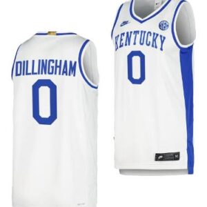 Kentucky Wildcats Robert Dillingham Jersey #0  Retro Basketball White 2023-24