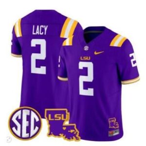 Kyren Lacy Jersey #2 LSU Tigers 2024 Louisiana Patch Vapor College Football Pur