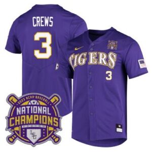 Lsu Tigers Dylan Crews Jersey #3 Champions NCAA College Baseball Stitched Purple