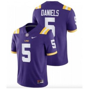 LSU Tigers Jayden Daniels Jersey #5 College Football Purple