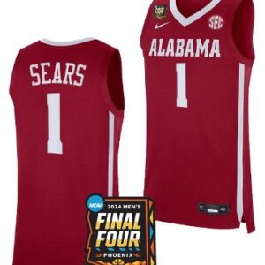 Mark Sears Jersey #1 Alabama Crimson Tide 2024 Final Four Basketball Crimson