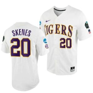 Paul Skenes Jersey LSU Tigers #20 White 2023 College World Series NCAA Baseball