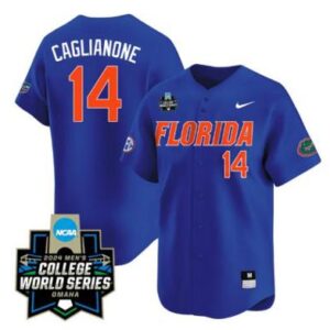 Jac Caglianone Jersey #14 Florida Gators 2024 World Series Baseball Florida Blue