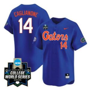 Jac Caglianone Jersey #14 Florida Gators 2024 World Series Baseball Gators Blue