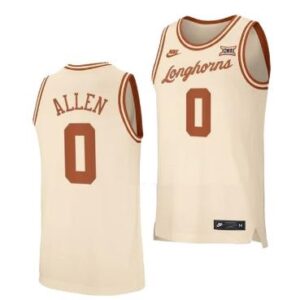 Men's #0 Timmy Allen Jersey Texas Longhorns College Basketball Cream Retro