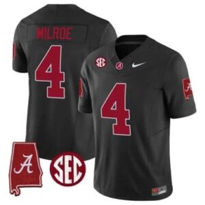 Men's Alabama Crimson Tide #4 Jalen Milroe Stitched Football Jersey Black
