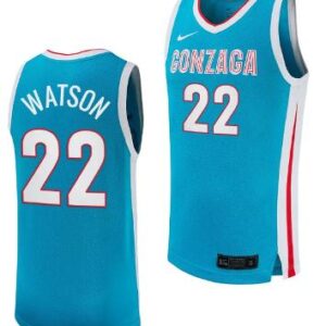 Men's Anton Watson Jersey 22 Gonzaga Bulldogs Basketball Uniform  Turquoise