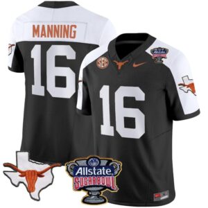 Men's Arch Manning Jersey #16 Texas Longhorns Football Black Alternate