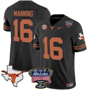 Men's Arch Manning Jersey #16 Texas Longhorns Football Black