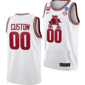 Arkansas Razorbacks Custom Jersey 2024 NCAA March Madness Basketball White