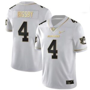 Men's Auburn Tigers #4 Tank Bigsby Football Jersey Stitched White Gold