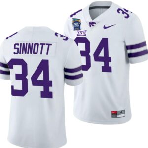 Men's Ben Sinnott Jersey #34 Kansas State Wildcats 2023 Pop-Tarts Bowl Football