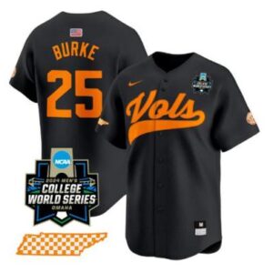 Blake Burke Jersey #25 Tennessee Volunteers 2024 World Series Map Baseball Black