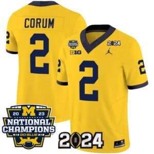 Men's Blake Corum Jersey #2 Michigan Wolverines 2024 National Champions Patch M