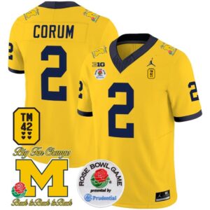 Men's Blake Corum Jersey #2 Michigan Wolverines Vapor TM 42 Honor Rose Maize