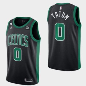 Men's Boston Celtics #0 Jayson Tatum Black No.6 Patch Basketball Jersey