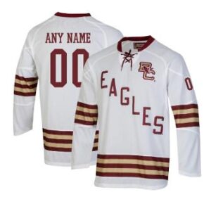 Men's Boston College Eagles Custom White Throwback Hockey Jersey