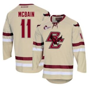 Men's Boston College Eagles Jack Mcbain #11 Hockey Stitched Cream Jersey