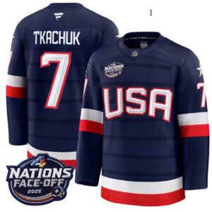 Men's Brady Tkachuk Jersey #7 USA Navy 2025 4 Nations Face-Off Stitched