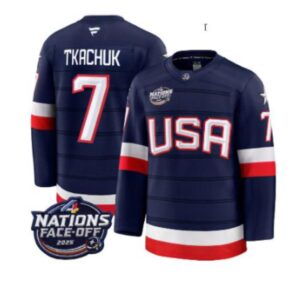 Men's Brady Tkachuk Jersey #7 USA Navy 2025 4 Nations Face-Off Stitched
