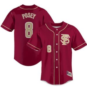 Men's Buster Posey #8 jersey Florida State Seminoles Baseball Garnet Stitched