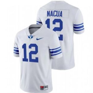 Men's BYU Cougars NCAA Football Puka Nacua #12 White Jersey