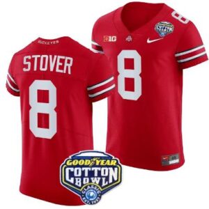 Men's Cade Stover Jersey #8 Ohio State Buckeyes Cotton Bowl Patch 2023 Football