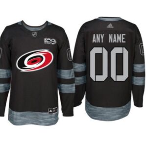 Men's Carolina Hurricanes Black 1917-2017 100th Custom Jersey