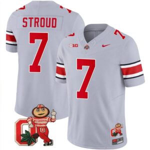 Men's CJ Stroud Jersey #7 Ohio State Buckeyes Mascot Patch College Football Gray