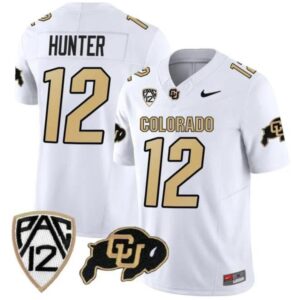 Men's Colorado Buffaloes #12 Travis Hunter White 2023 Football Jersey