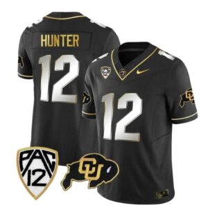 Men's Colorado Buffaloes Travis Hunter Jersey #12 Vapor Gold Limited Black Limi