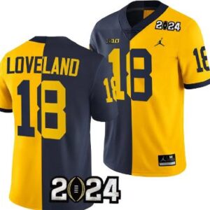 Men's Colston Loveland Jersey #18 Michigan Wolverines 2024 Football National Ch