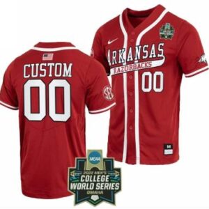 Custom Arkansas Razorbacks Jersey Baseball NCAA College World Series Cardinal