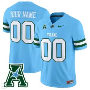 Men's Custom Jersey Tulane Green Wave 2024 Vapor Football All Stitched Blue
