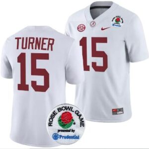 Men's Dallas Turner Jersey #15 Alabama Crimson Tide Rose Bowl Game 2024 Patch C