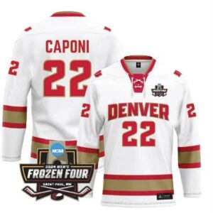Men's Denver University (D) NCAA Ice Hockey: Connor Capon Jersey #22 White