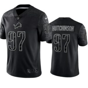Men's Detroit Lions #97 Aidan Hutchinson Black Football Stitched Jersey