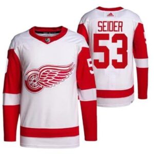 Men's Detroit Red Wings #53 Moritz Seider Hocley All Stitched White Jersey