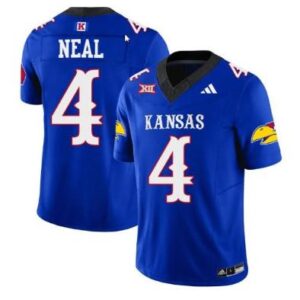 Men's Devin Neal Jersey #4 Kansas Jayhawks Blackhawk Gold Vapor Football Blue