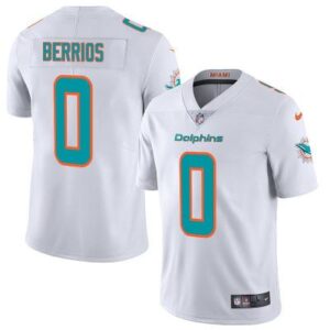 Men's Dolphins 0 Braxton Berrios White Stitched Limited Jersey