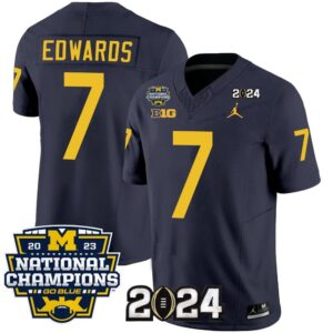 Men's Donovan Edwards Jersey #7 Michigan Wolverines 2024 National Champions Pat (+ 1 more items)