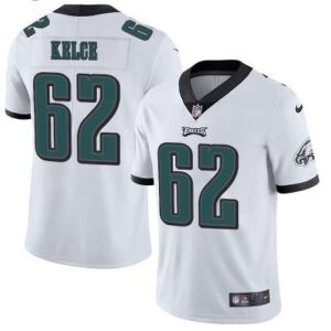 Men's Eagles 62 Jason Kelce White Stitched Limited Jersey