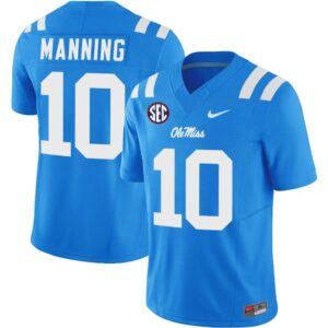Men's Eli Manning Jersey #10 Ole Miss Rebels Football Vapor Limited Powder Blue